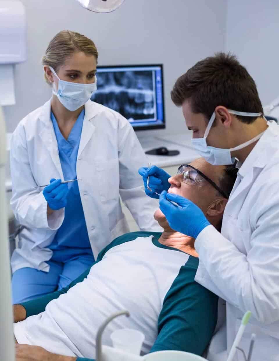 Patient in the dental chair getting work done