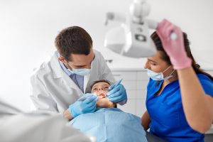 a Pearland dentist and a patient